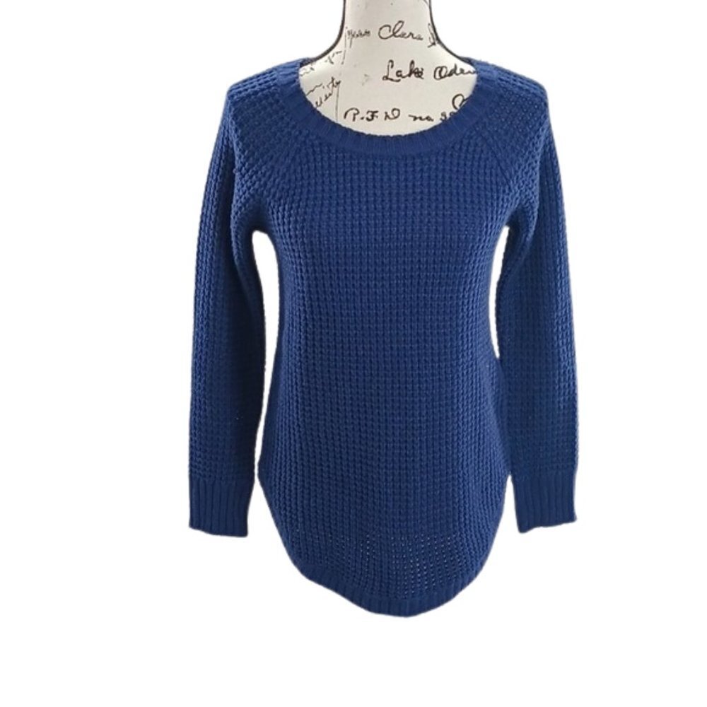 PINK Rose Blue Sweater Knit Casual Basic Neutral Comfy Winter Womens Size S